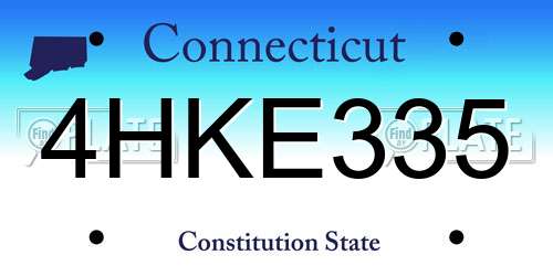 4HKE335 Connecticut License Plate