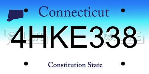 4HKE338 Connecticut License Plate
