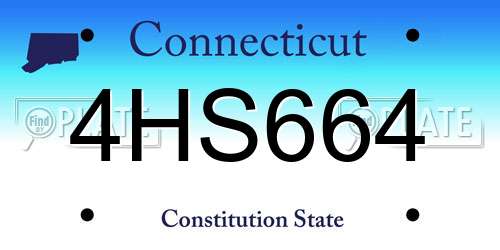 4HS664 Connecticut License Plate