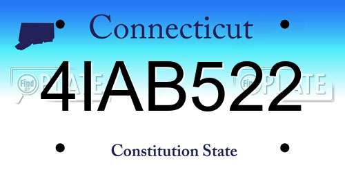 4IAB522 Connecticut License Plate