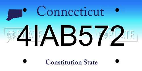 4IAB572 Connecticut License Plate