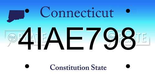4IAE798 Connecticut License Plate