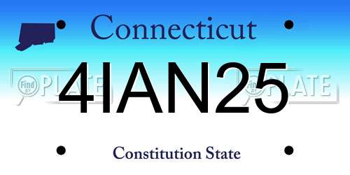 4IAN25 Connecticut License Plate