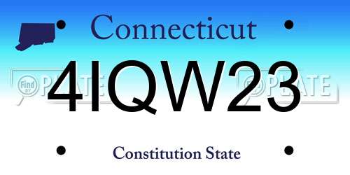 4IQW23 Connecticut License Plate