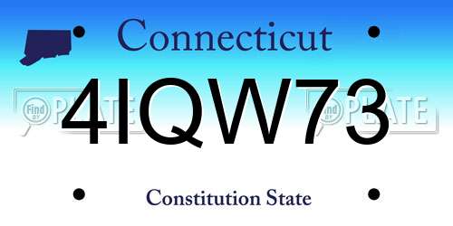 4IQW73 Connecticut License Plate