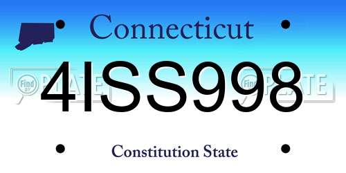 4ISS998 Connecticut License Plate