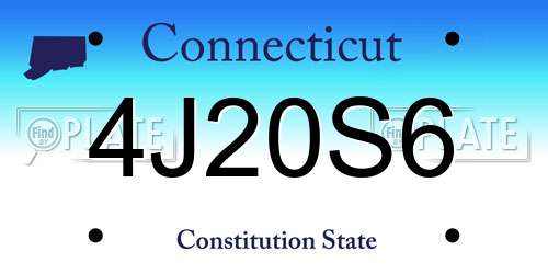 4J20S6 Connecticut License Plate