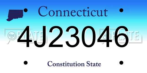 4J23046 Connecticut License Plate