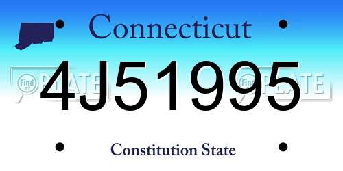 4J51995 Connecticut License Plate