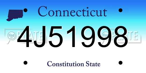 4J51998 Connecticut License Plate