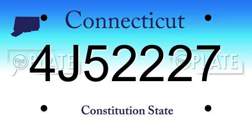4J52227 Connecticut License Plate