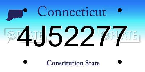 4J52277 Connecticut License Plate