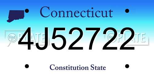 4J52722 Connecticut License Plate