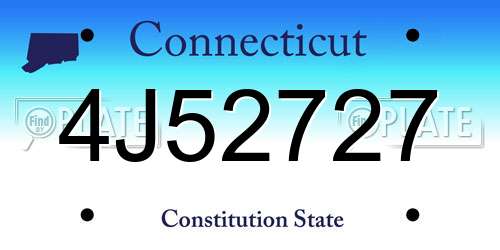 4J52727 Connecticut License Plate