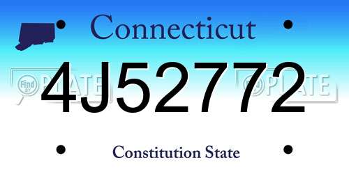 4J52772 Connecticut License Plate