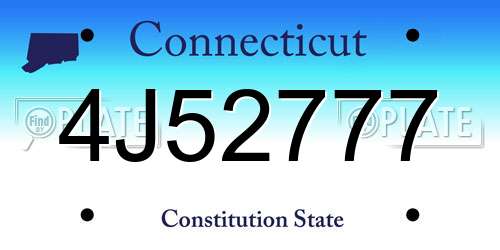 4J52777 Connecticut License Plate