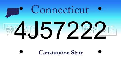 4J57222 Connecticut License Plate