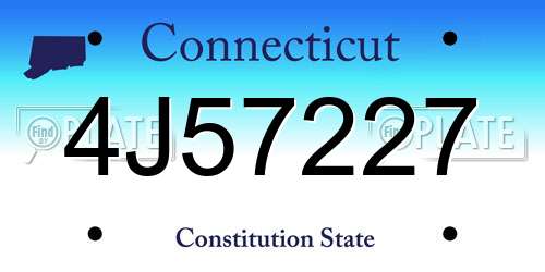 4J57227 Connecticut License Plate