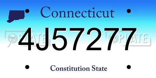 4J57277 Connecticut License Plate