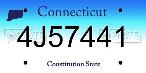 4J57441 Connecticut License Plate