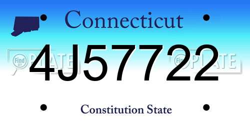 4J57722 Connecticut License Plate