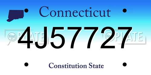 4J57727 Connecticut License Plate