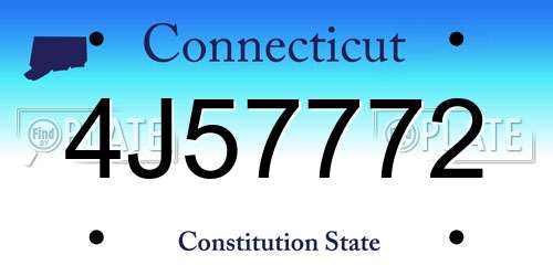 4J57772 Connecticut License Plate