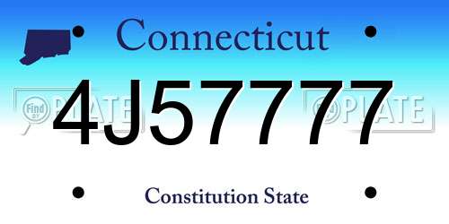 4J57777 Connecticut License Plate