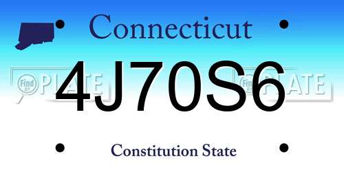 4J70S6 Connecticut License Plate