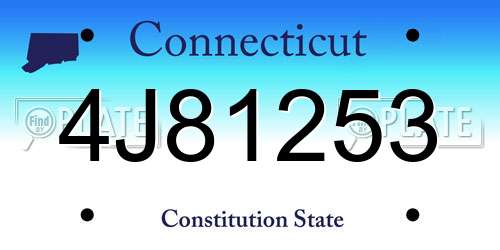 4J81253 Connecticut License Plate