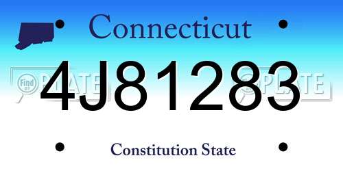 4J81283 Connecticut License Plate