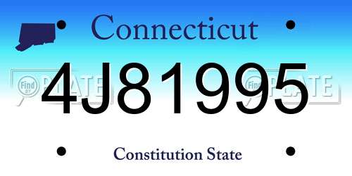 4J81995 Connecticut License Plate