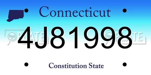 4J81998 Connecticut License Plate
