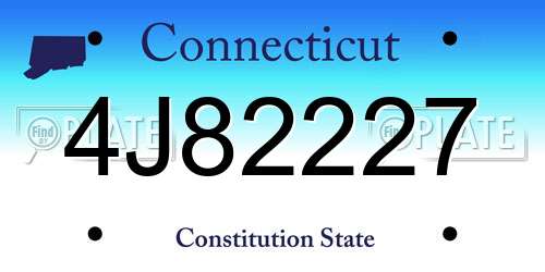 4J82227 Connecticut License Plate