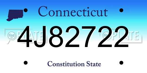 4J82722 Connecticut License Plate