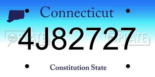4J82727 Connecticut License Plate