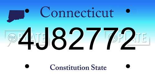 4J82772 Connecticut License Plate