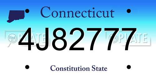 4J82777 Connecticut License Plate