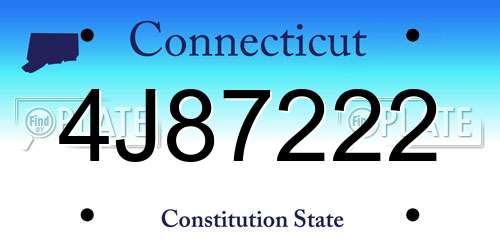 4J87222 Connecticut License Plate