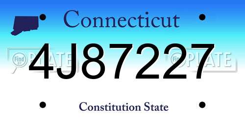 4J87227 Connecticut License Plate