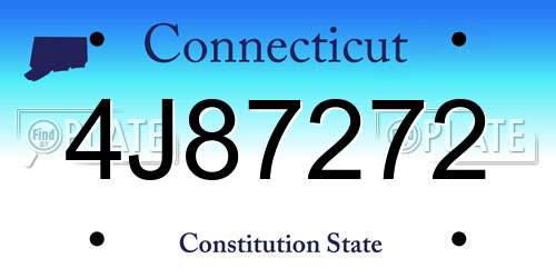 4J87272 Connecticut License Plate