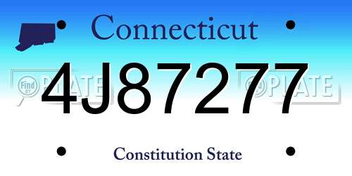 4J87277 Connecticut License Plate