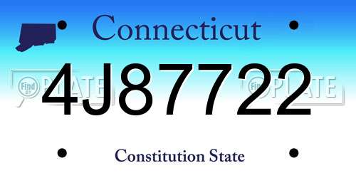 4J87722 Connecticut License Plate
