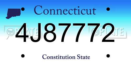 4J87772 Connecticut License Plate