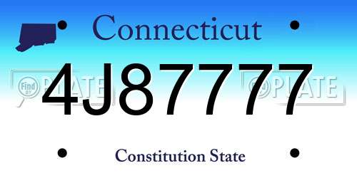 4J87777 Connecticut License Plate