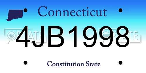 4JB1998 Connecticut License Plate