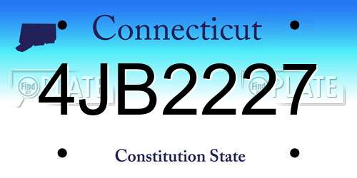 4JB2227 Connecticut License Plate
