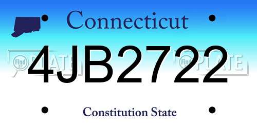 4JB2722 Connecticut License Plate
