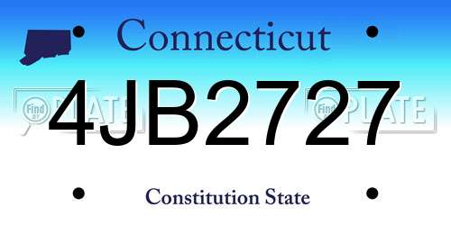 4JB2727 Connecticut License Plate