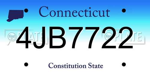 4JB7722 Connecticut License Plate